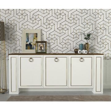 Consola, Tera Home, Sansa Lydia, 180 x 45 x 76 cm, pal melaminat, alb