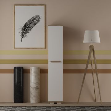 Dulap multifunctional, Olivia, Asimo XL, 29.6 x 156.6 x 35 cm, pal melaminat, stejar/alb