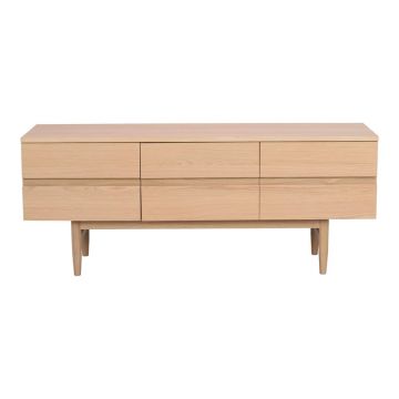 Masă TV în culoare naturală din lemn masiv de stejar 135x55 cm Moresby - Rowico Masă TV în culoare naturală din lemn masiv de stejar 135x55 cm Moresby - Rowico