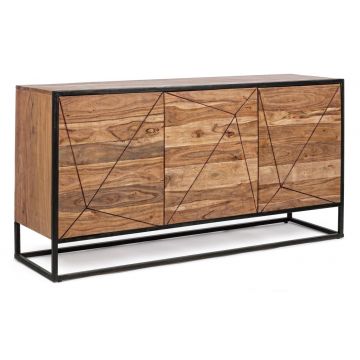 Bufet inferior cu 3 usi Egon, Bizzotto, 145x40x76 cm, otel/lemn de salcam