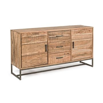 Bufet inferior Elmer, Bizzotto, 145x40x77 cm, lemn de salcam/otel