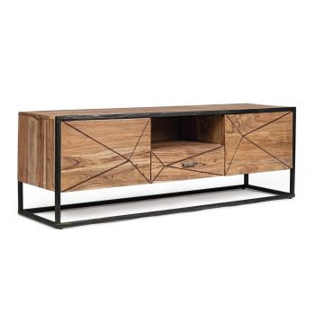 Comoda TV Egon, Bizzotto, 145x40x50 cm, otel/lemn de salcam
