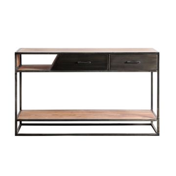 Consola Janak, Bizzotto, 135x35x80 cm, otel/lemn de salcam