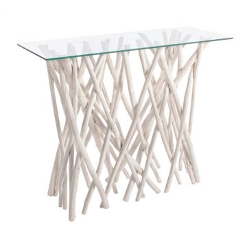 Consola Sahel, Bizzotto, 100 x 40 x 80 cm, ramuri de tec/sticla