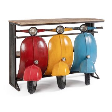 Consola Vespa, Bizzotto, 143.5 x 50.8 x 100.3 cm, lemn de mango/otel, handmade, multicolor