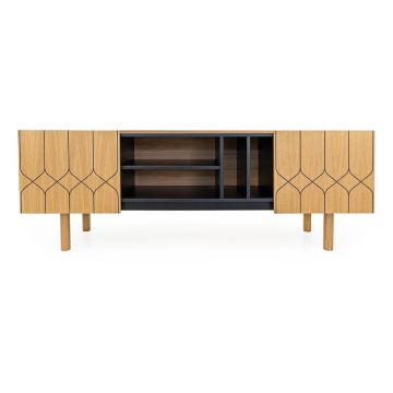 MasÄTV neagrÄ/Ã®n culoare naturalÄcu aspect de lemn de stejar 175x60 cm Porto âWoodman