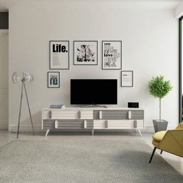 Comoda TV, Avva Home, Eva, 160x43.6x35 cm, Antracit/Alb
