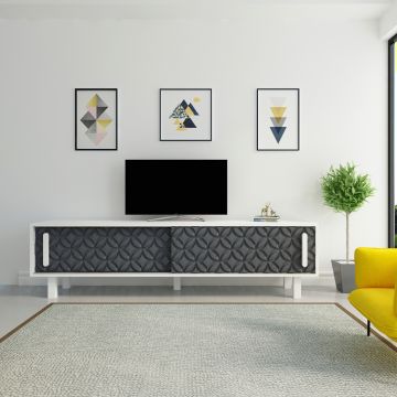 Comoda TV, Avva Home, Opa, 180x48.2x35 cm, Antracit/Alb
