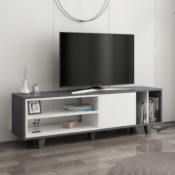 Comoda TV, Colman, Rosmar, 160x35x48.6 cm, Alb / Antracit