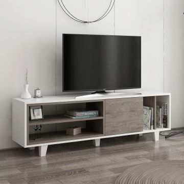 Comoda TV, Colman, Rosmar, 160x35x48.6 cm, Alb / Wenge