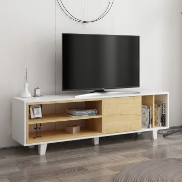 Comoda TV, Colman, Rosmar, 160x35x48.6 cm, Stejar / Alb