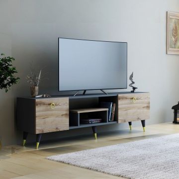 Comoda TV, Coraline, Irma, 150x41.6x29.6 cm, Nuc / Antracit