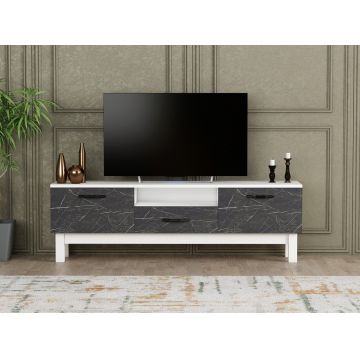 Comoda TV, Coraline, Suzi, 150x48.8x35.3 cm, Alb/Negru