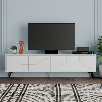 Comoda TV, Decortie, Dune, 180x50x29.6 cm, Alb