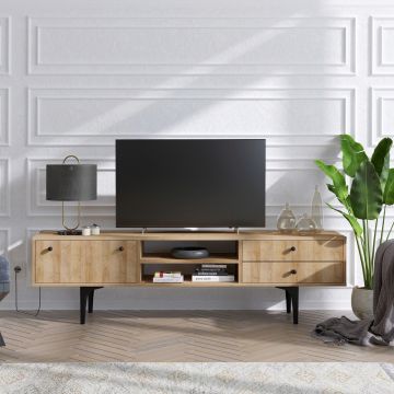 Comoda TV, Emerald, Alessa, 180x47x35 cm, Stejar