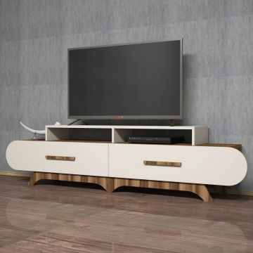 Comoda TV, Hommy Craft, Flora, 205x50x36.8 cm, Maro/Crem