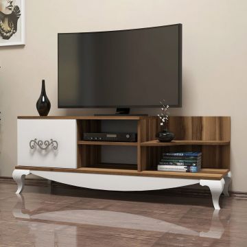 Comoda TV, Hommy Craft, Sultan, 130x50.6x45 cm, Nuc/Alb