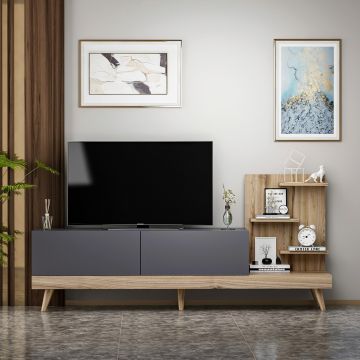 Comoda TV, Inarch, Dizayn, 180x82x37 cm, Antracit / Nuc