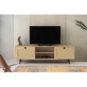 Comoda TV, Kalune Design, Begonya 180, 180x60x40 cm, Stejar / Negru