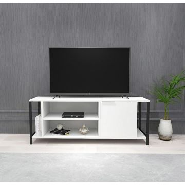 Comoda TV, Kalune Design, Bond, 120x54x30 cm, Alb/Negru