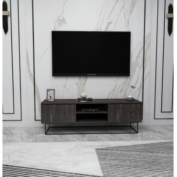 Comoda TV, Kalune Design, Escape 140, 140x50x40 cm, Maro închis/Negru