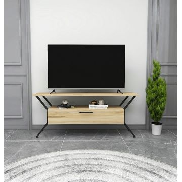Comoda TV, Kalune Design, Tarz, 124x54x35 cm, Pâslă / Negru