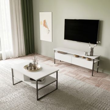 Comoda TV, Lacivert, Tuana, 140x50x35 cm, Alb
