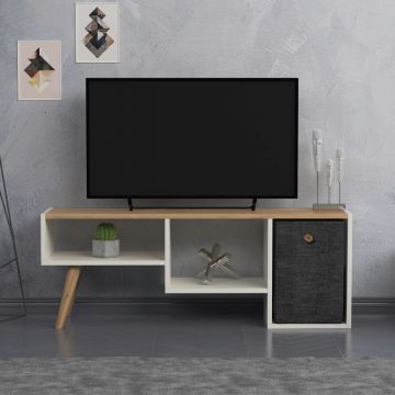 Comoda TV, Lagomood, Gune, 121x45x29.5 cm, Stejar alb