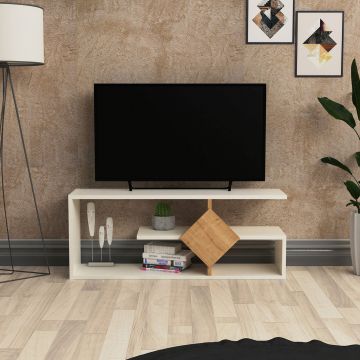 Comoda TV, Lagomood, Intens, 101.8x40x26 cm, Stejar alb