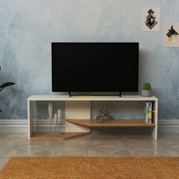 Comoda TV, Lagomood, Vega, 123.6x40x27.8 cm, Stejar alb