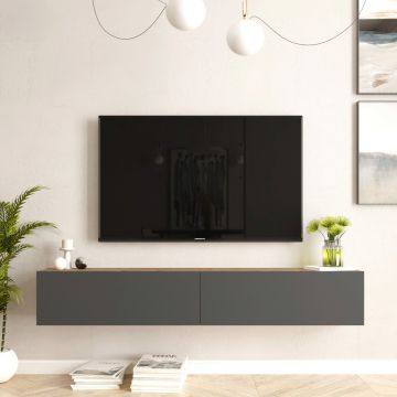 Comoda TV, Locelso, FR8, 180x29.6x31.6 cm, Pin Atlantic / Antracit
