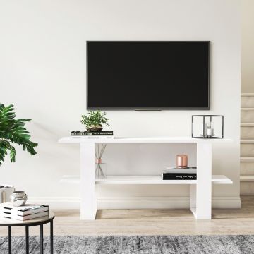 Comoda TV, Minima, Cornellia, 120x55x35 cm, Alb