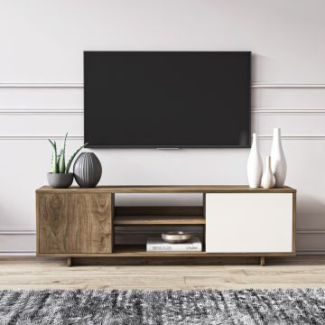 Comoda TV, Minima, Garbatella, 160x52x35 cm, Nuc/Alb