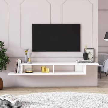 Comoda TV, Minima, Numudio, 130x18x30 cm, Alb