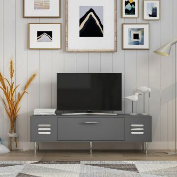 Comoda TV Paradise, 140x29.6x45 cm - Antracit/Silver