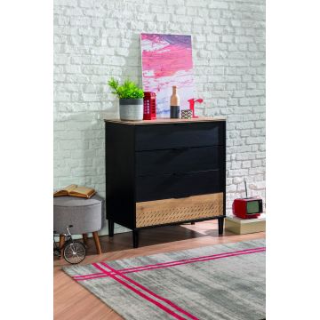 Dulap, Çilek, Black Dresser, 86x94x46 cm, Multicolor
