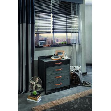Dulap, Çilek, Dark Metal Dresser, 78x87x48 cm, Multicolor