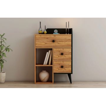 Dulap, Coraline, Star, 64x94.6x40.3 cm, Pin Atlantic / Negru