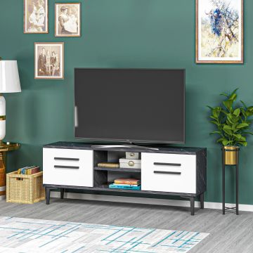 Comoda TV, Olivia, View, 120x48.2x29.6 cm, PAL, Alb/Negru