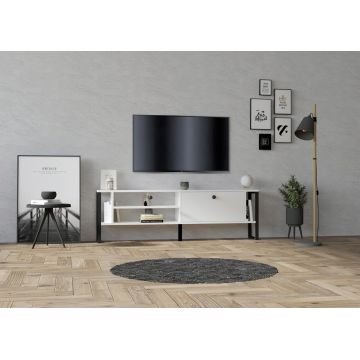 Comoda TV, Puqa Design, Asrın, 160x50.4x24.5 cm, PAL, Alb