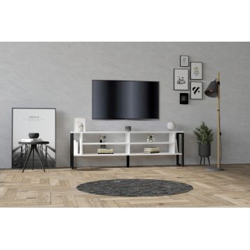 Comoda TV, Puqa Design, Cupe, 160x50.4x24.5 cm, PAL, Alb