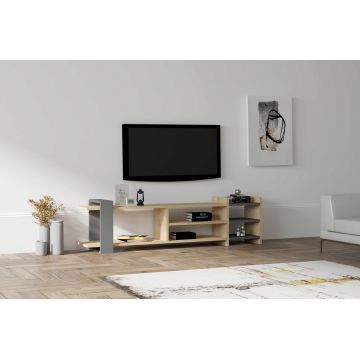 Comoda TV, Puqa Design, Elis, 153.6x40x26 cm, PAL, Safir / Antracit