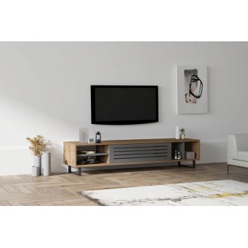 Comoda TV, Puqa Design, Eray, 160x35x40 cm, PAL, Nuc / Antracit