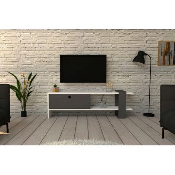 Comoda TV, Puqa Design, Funda, 120x36.8x25 cm, PAL, Antracit/Alb