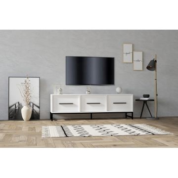Comoda TV, Puqa Design, Melody, 160x50x40 cm, PAL, Alb