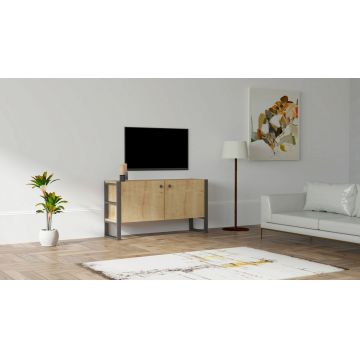 Comoda TV, Puqa Design, Milano, 110x59x32 cm, PAL, Safir / Negru