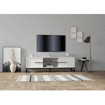 Comoda TV, Puqa Design, Mono, 160x50x40 cm, PAL, Alb