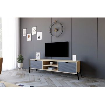 Comoda TV, Puqa Design, Nost, 160x41x40 cm, PAL, Stejar safir / Antracit