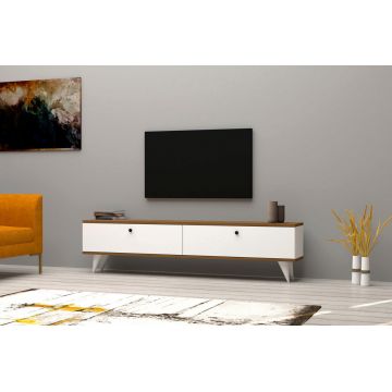 Comoda TV, Puqa Design, Paris, 160x35x25 cm, PAL, Alb/nuc