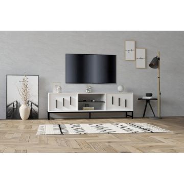Comoda TV, Puqa Design, Shape, 160x50x40 cm, PAL, Alb